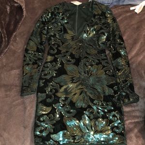 green sequence dress